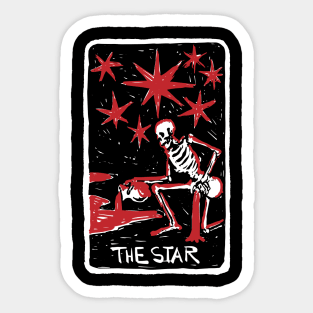 The Star Blood Red Skeleton Skull Tarot Card Sticker